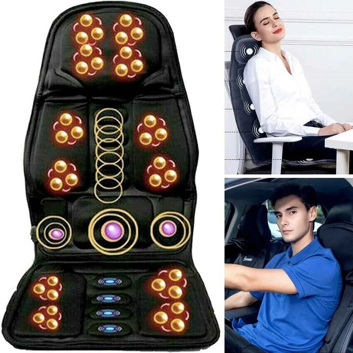 Full back & neck heated massage chair pad, offering 8 customizable modes for pain & stress relief.