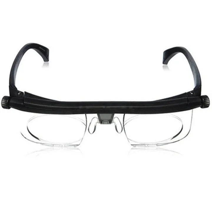 Unisex adjustable focus reading & distance glasses for versatile near & far vision.