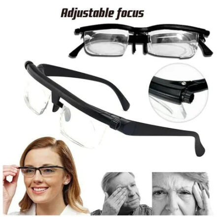 Unisex adjustable focus glasses, ideal for seamless transitions between reading & distance tasks.