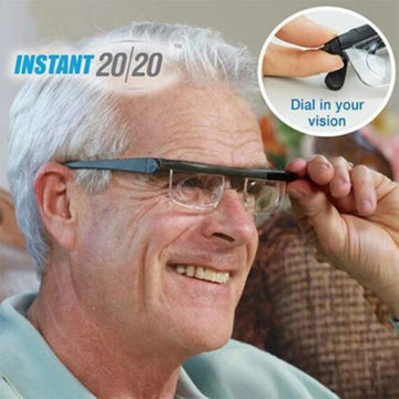 Unisex adjustable focus reading glasses for near and far vision correction. Easy focus control.