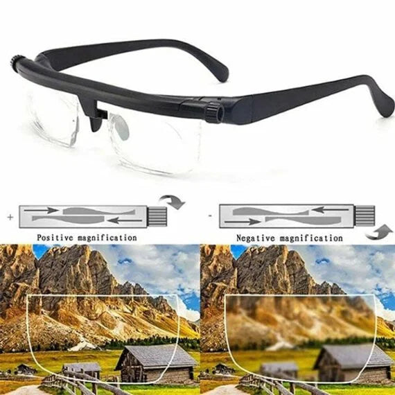 Enhance your vision with unisex adjustable focus glasses for reading, distance, and versatile viewing.