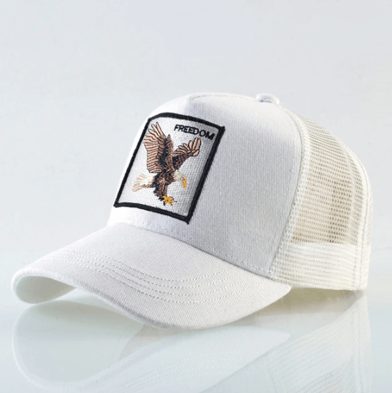 Freedom baseball cap with an embroidered eagle, unisex & adjustable. Great for active wear & sun protection.