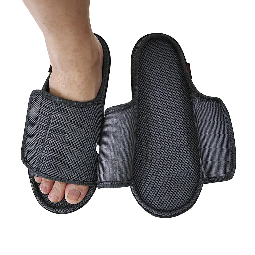 Unisex adjustable openable slippers for swollen feet, diabetic footwear, easy wear comfort, therapeutic support.