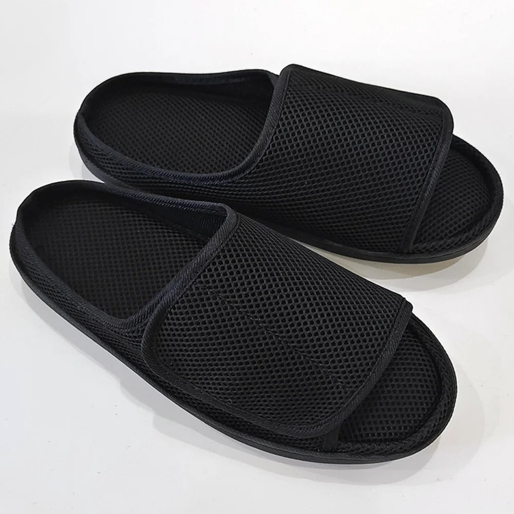 Easy wear openable slippers for diabetic & swollen feet, adjustable fit, indoor/outdoor comfort footwear.