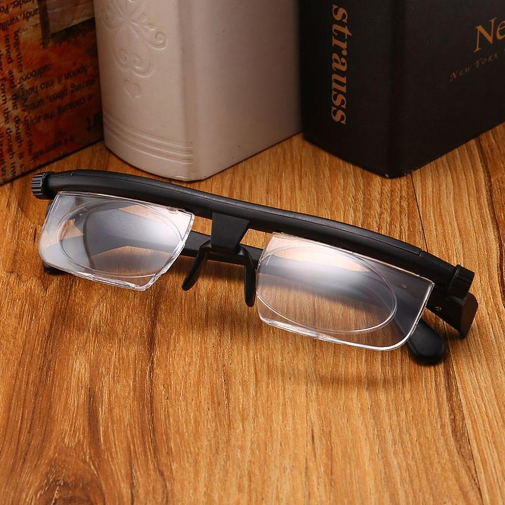 Unisex adjustable prescription glasses with innovative dual lenses for clear, comfortable vision. Ideal for reading.