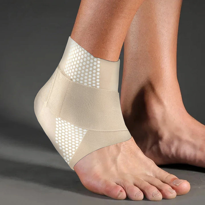 Athletic ankle stabilizer, black, unisex. Optimal for football, soccer, injury prevention & support.