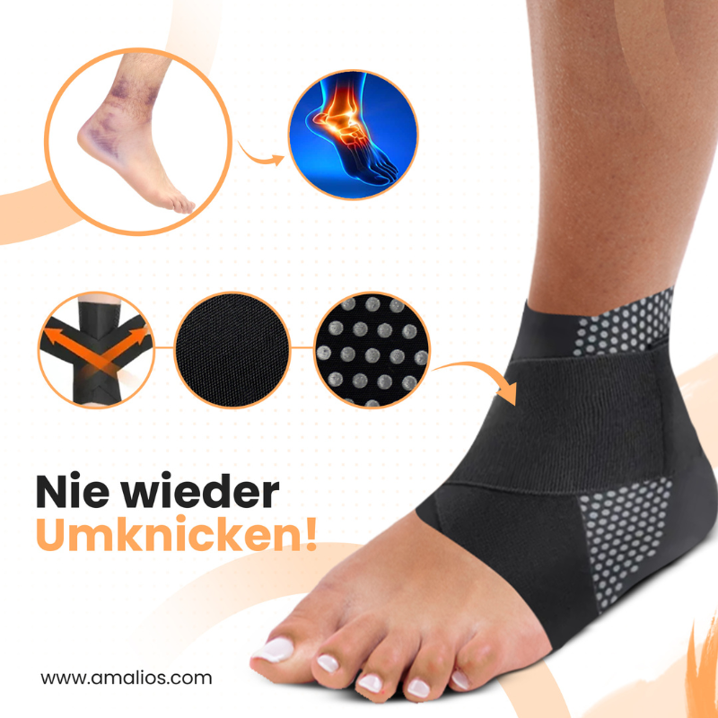 Football ankle stabilizer, black, for injury support. Unisex design for active players & training.