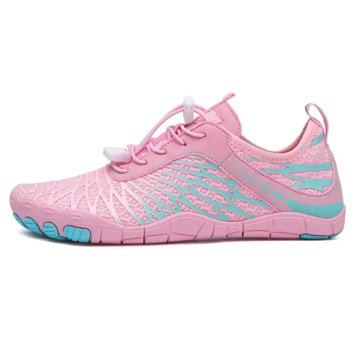 Comfortable unisex minimalist barefoot hiking shoes, promoting natural posture for outdoor adventures.