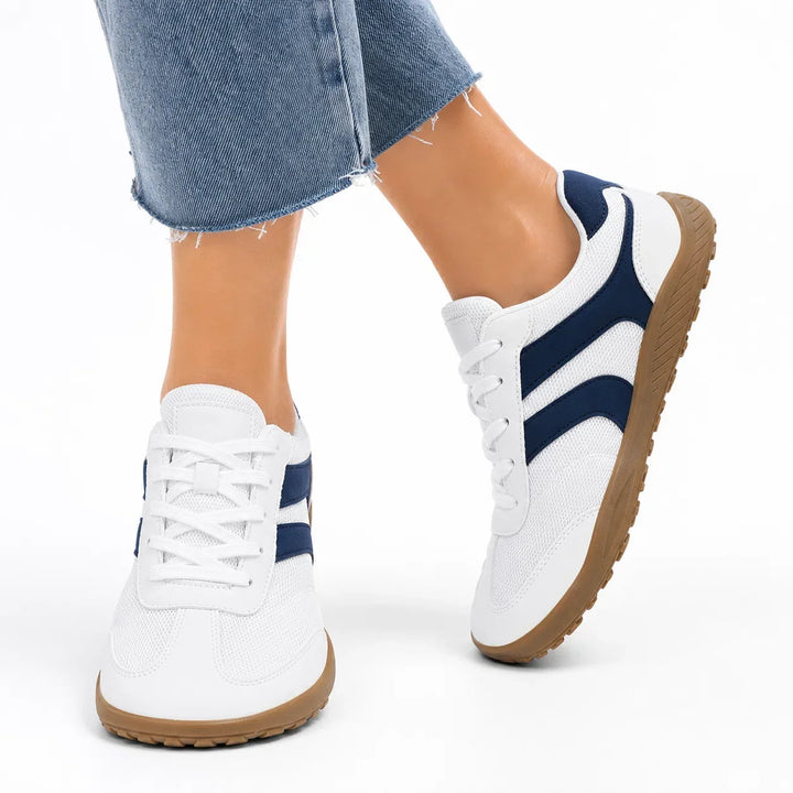 Barefoot wide toe box walking shoes for natural foot spread & non-slip security.