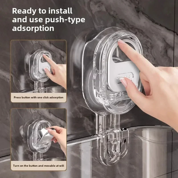 Space-saving bathroom suction cup storage rack, perfect for organizing shower caddy essentials.