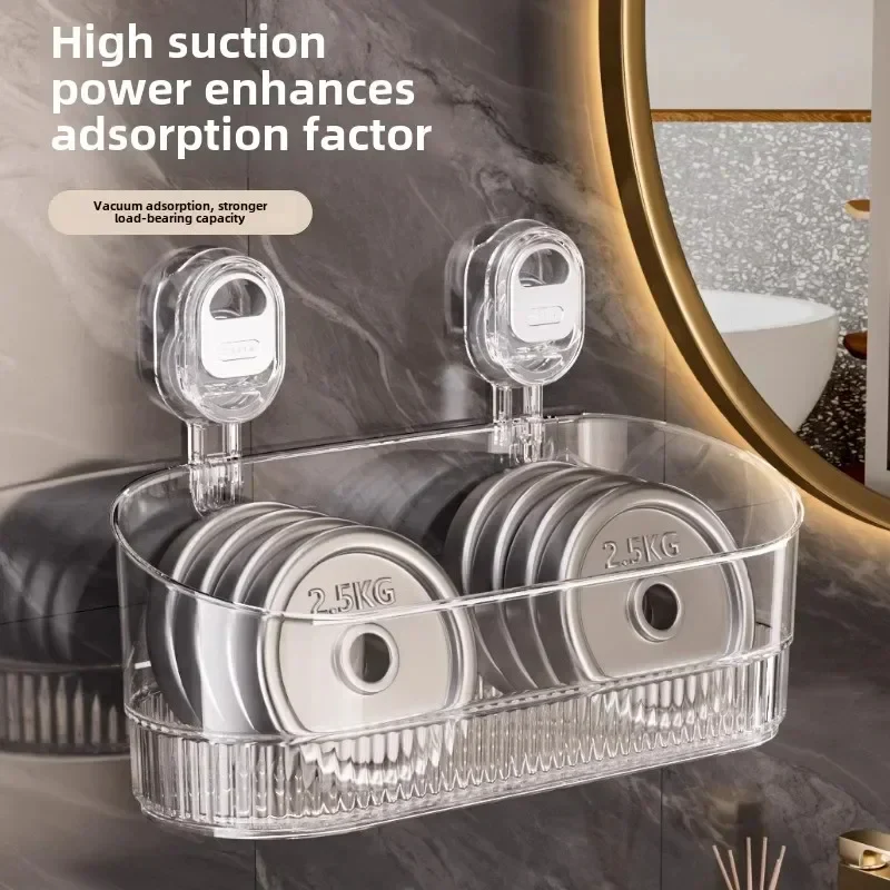 Easy-install no-drill suction cup bathroom shelf for organizing shampoo, soap, and bath essentials.