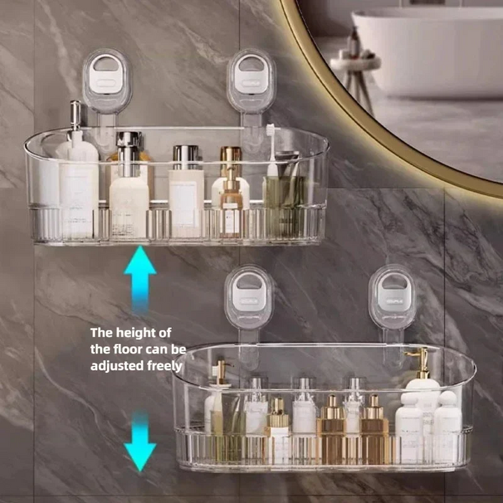 Versatile shower caddy suction cup organizer, ideal for neat storage of bath essentials in any bathroom.