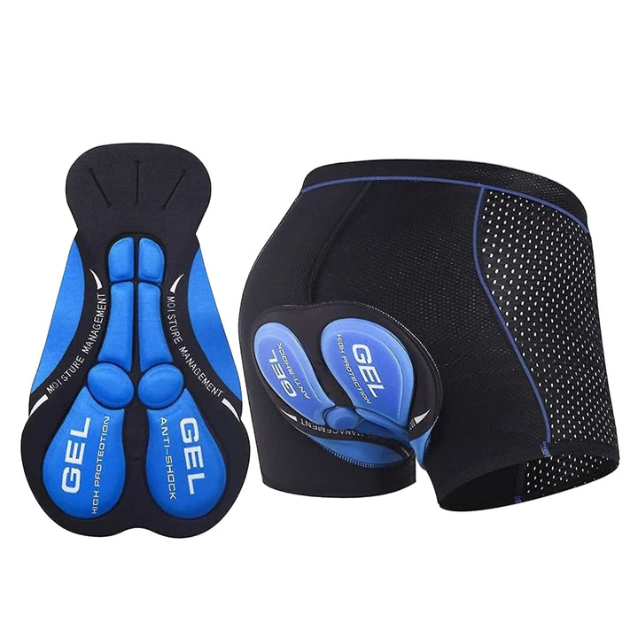 Close-up: Gel-padded bike shorts designed for ultimate comfort and pain relief on long cycling trips.