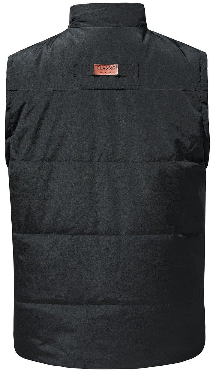 Close-up of the quilted texture on the insulated puffer vest's fabric