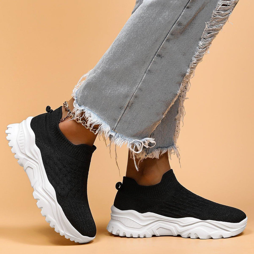 Unisex black & white comfort footwear, orthopedic slip-on shoes for all-day wear