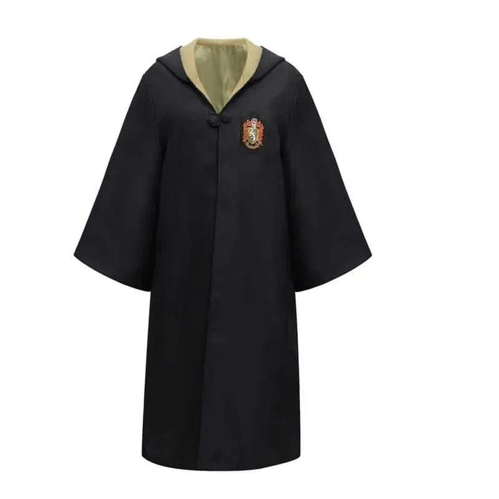 Mysterious wizard robe costume with a hood, suitable for both kids and adults' magical party outfits.