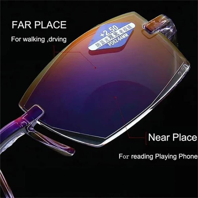 Lightweight unisex blue light blocking reading glasses with multifocal lenses for comfortable daily vision care.