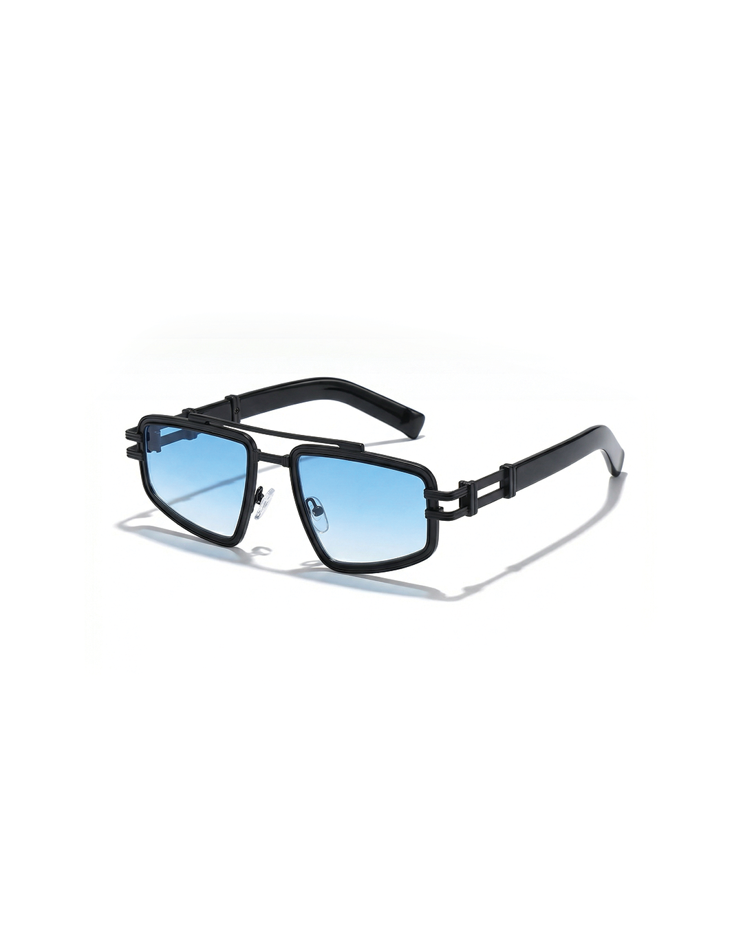 Unisex bold geometric metal frame sunglasses with UV protection, modern eyewear fashion accessory