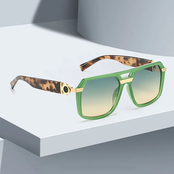 Unisex bold square frame sunglasses with gradient lenses, providing UV400 protection and stylish fashion eyewear.