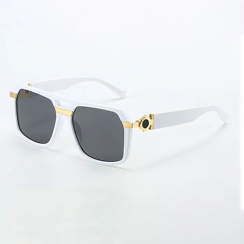 Optical quality unisex square sunglasses, boasting a bold frame and gradient UV400 protective lenses.