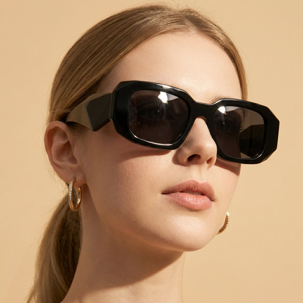 UV400 protective square sunglasses, bold design, perfect gift idea for him or her