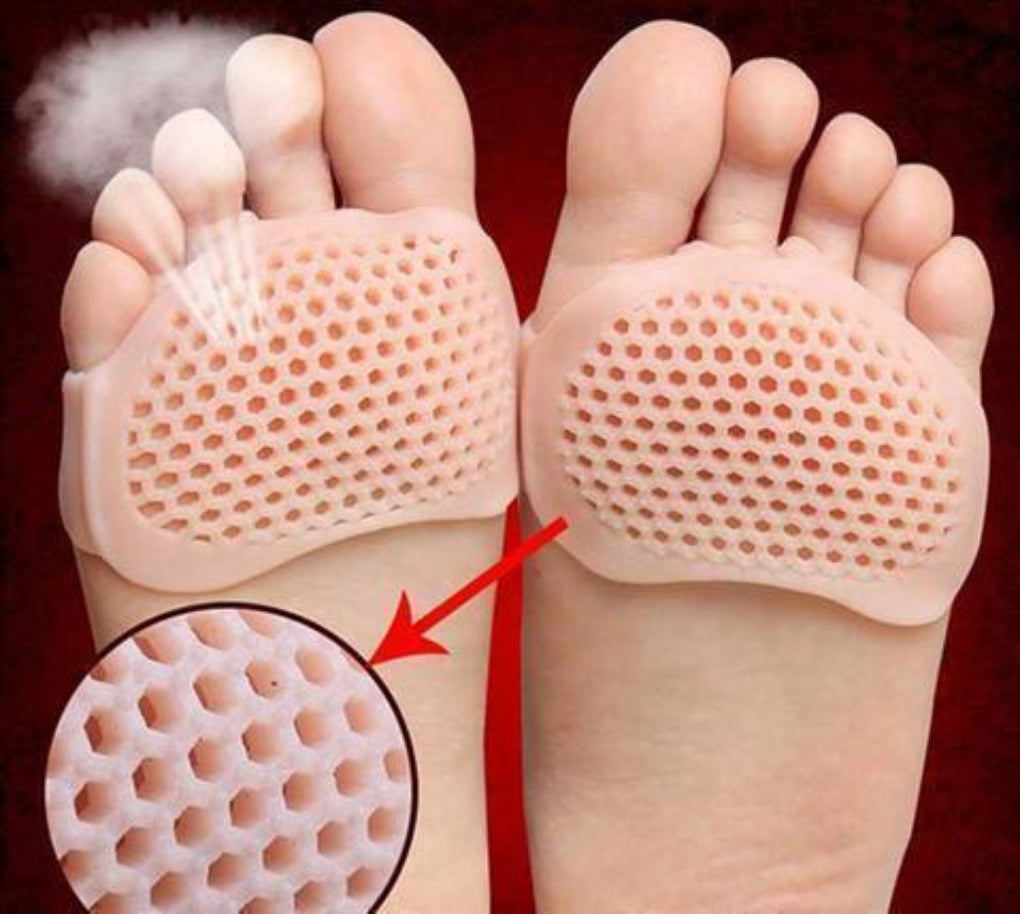 Unisex breathable gel metatarsal pads for forefoot pain relief & cushioning. Ideal for activewear comfort.