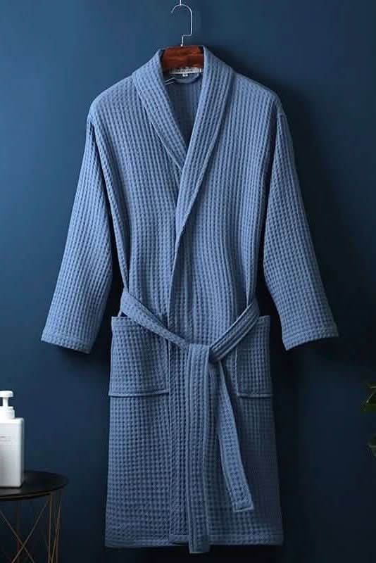Versatile unisex waffle bathrobe. Breathable comfort robe, perfect loungewear for men & women.