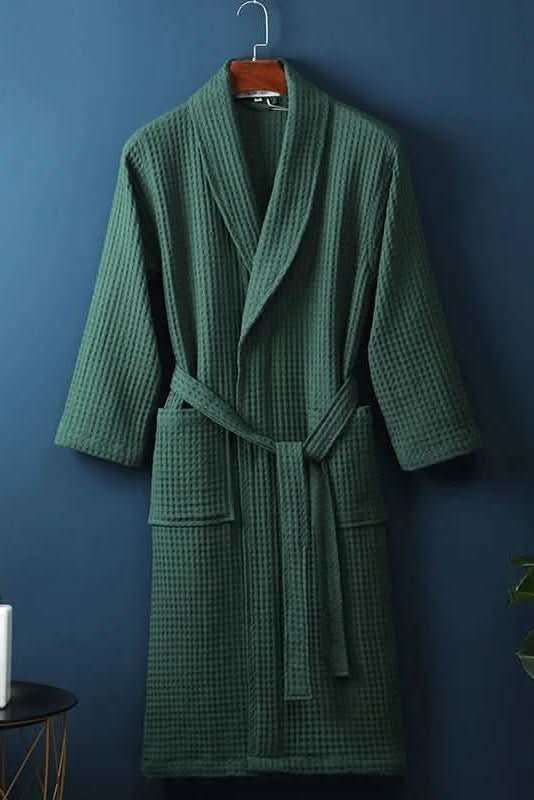 Premium unisex waffle spa robe, breathable for ultimate comfort & relaxation after a shower.