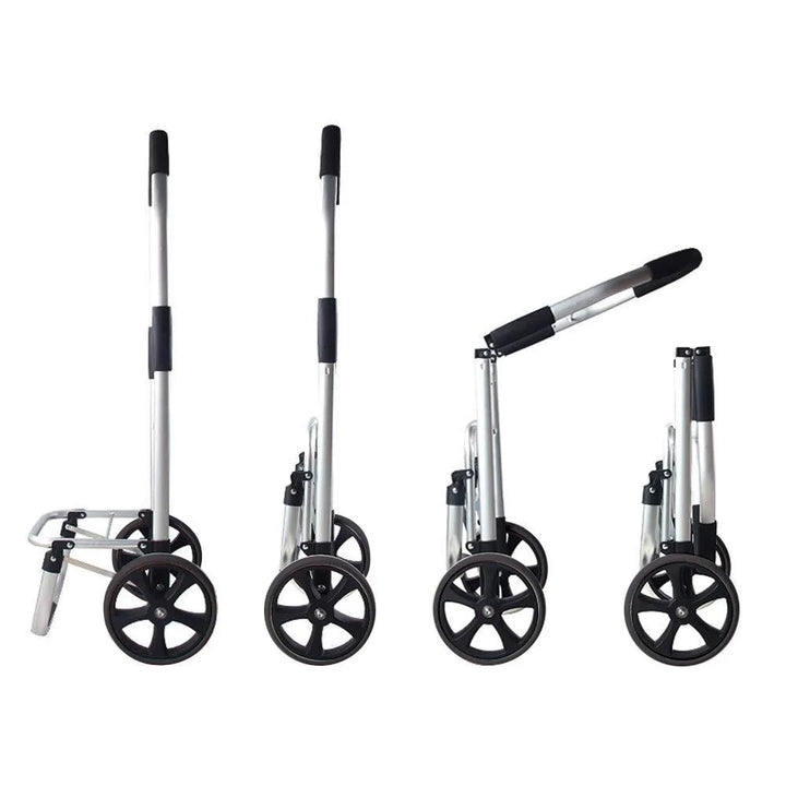 Lightweight aluminum foldable shopping trolley, CarryEase brand, perfect for daily use & grocery trips.