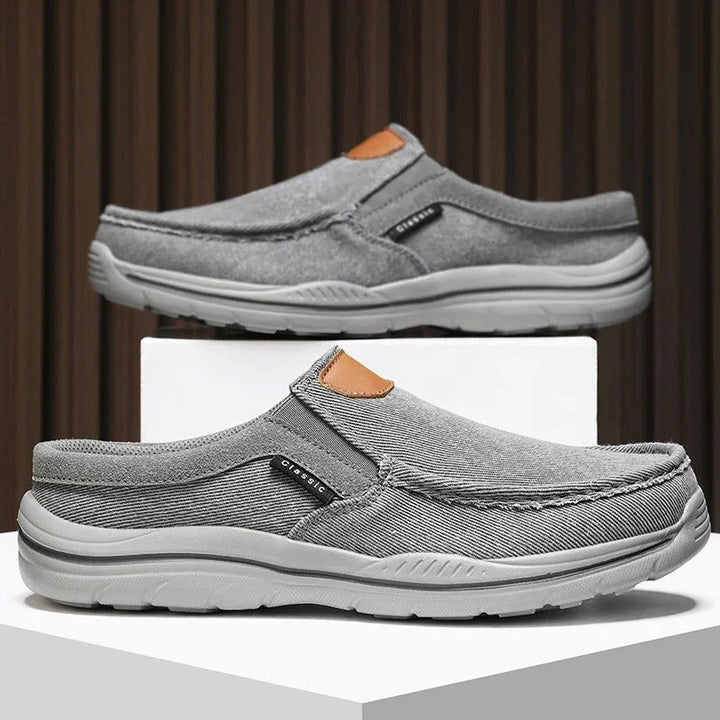 Comfortable and practical canvas slip-on shoes, an essential everyday item.