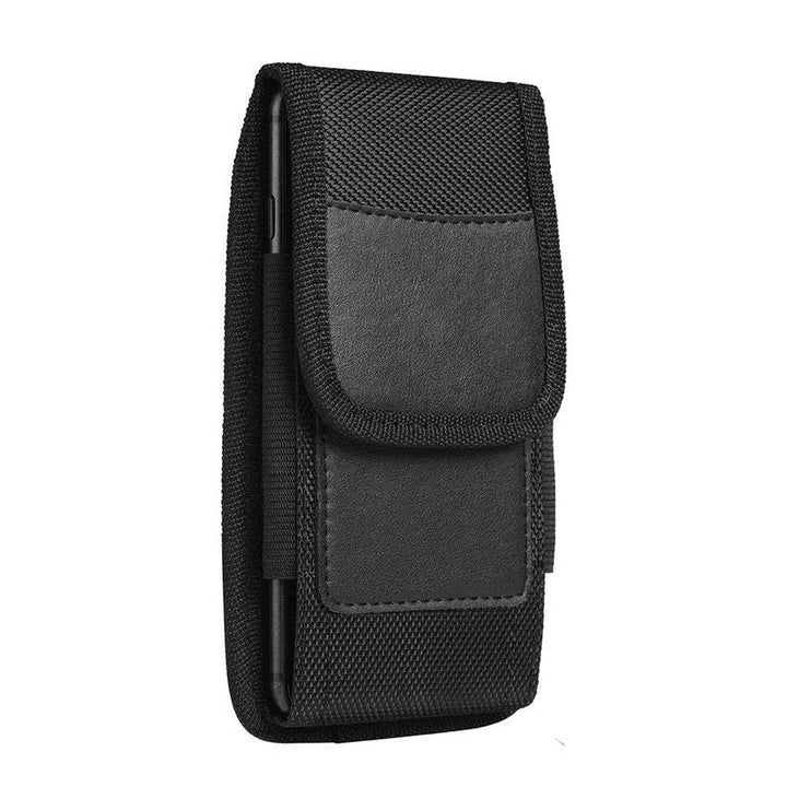 Unisex cell phone belt pouch with secure clip, RFID blocking, perfect for hands-free carrying.