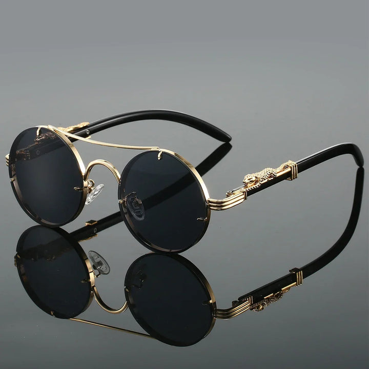 Unisex chic square frame sunglasses with golden accents, offering UV400 protection.