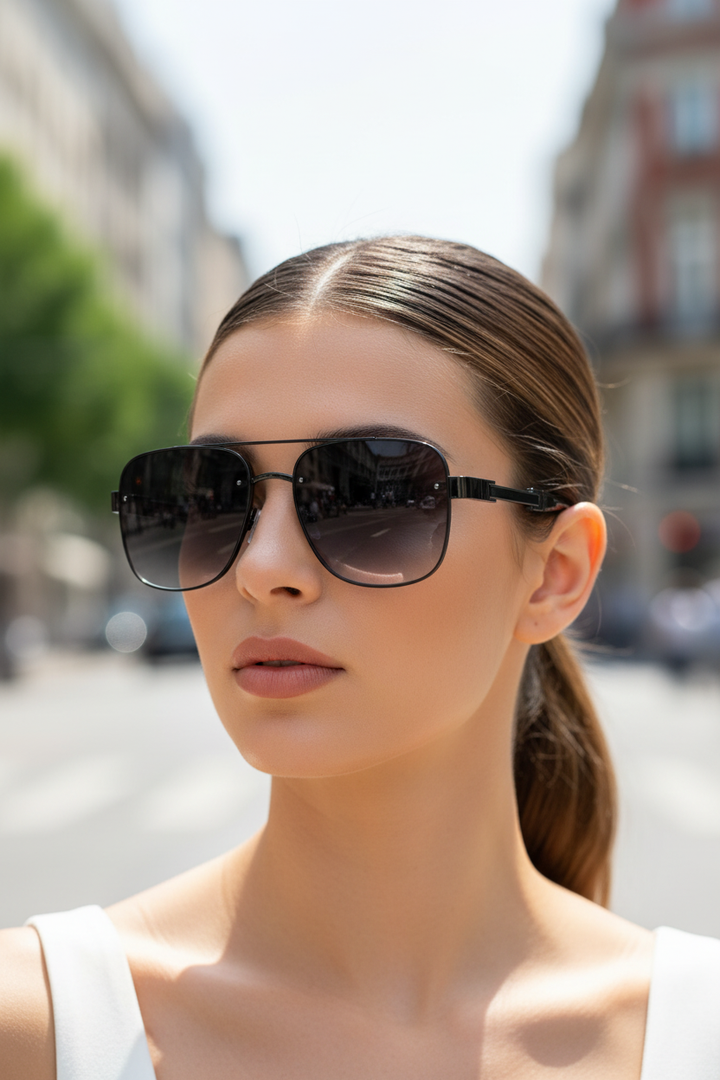 Classic unisex aviator eyewear featuring a durable metal frame & UV400 lenses.