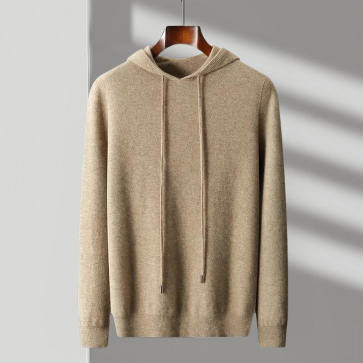 Unisex Classic Comfort Pullover Hoodie, black knit loungewear, front view