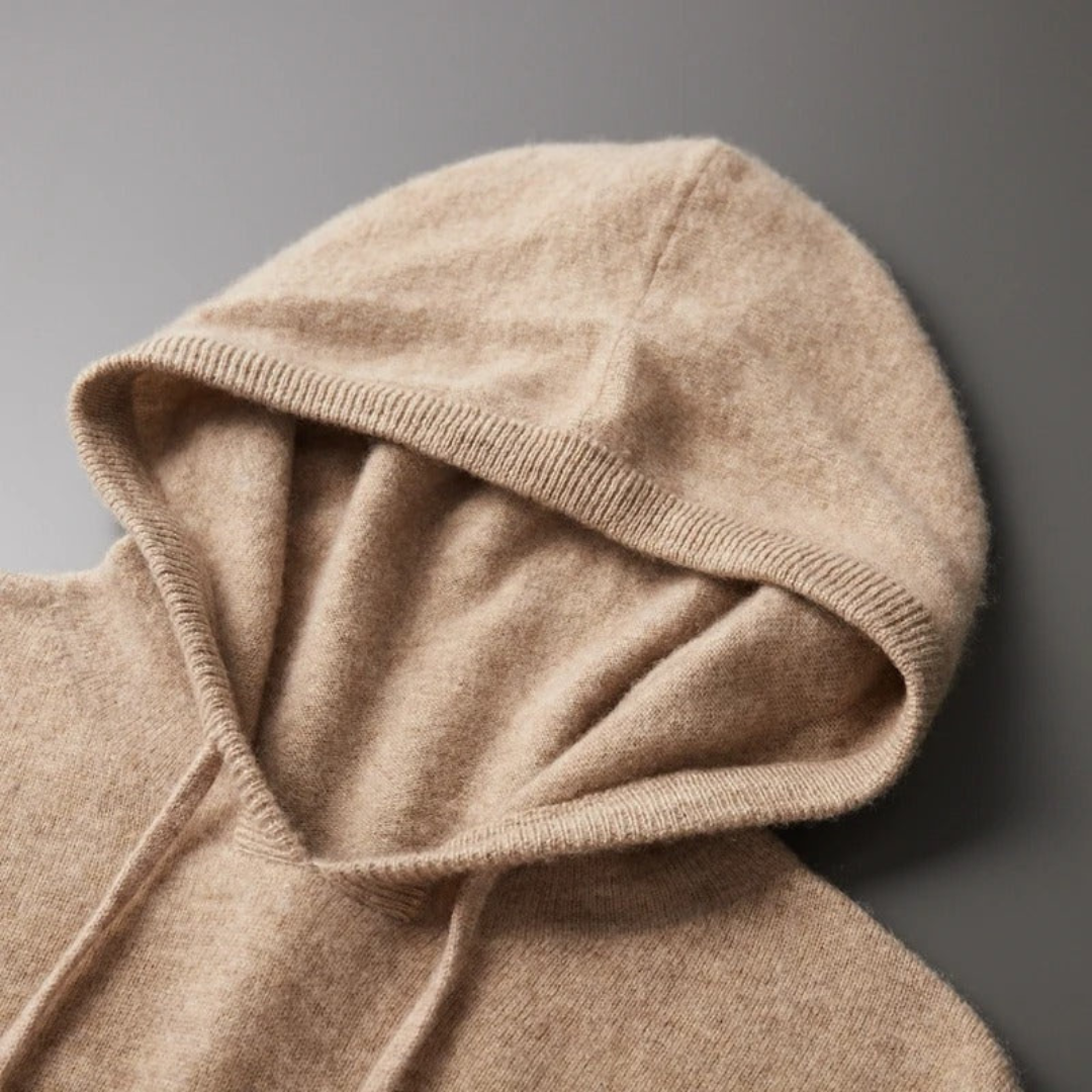 Unisex Classic Comfort Pullover Hoodie, front view, drawstring hood detail
