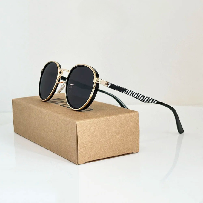 Retro unisex round sunglasses with designer appeal, offering essential UV protection