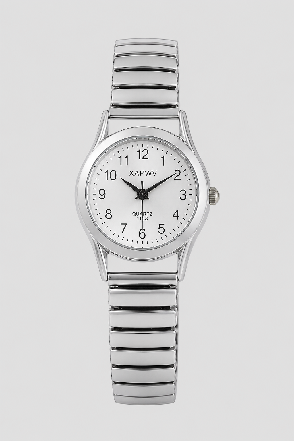 Unisex classic watch with easy-read dial & comfortable stainless steel expansion band for everyday wear.