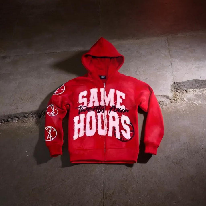 Stylish unisex full zip hoodie for versatile casual wear. Features a comfortable fit and modern streetwear design.