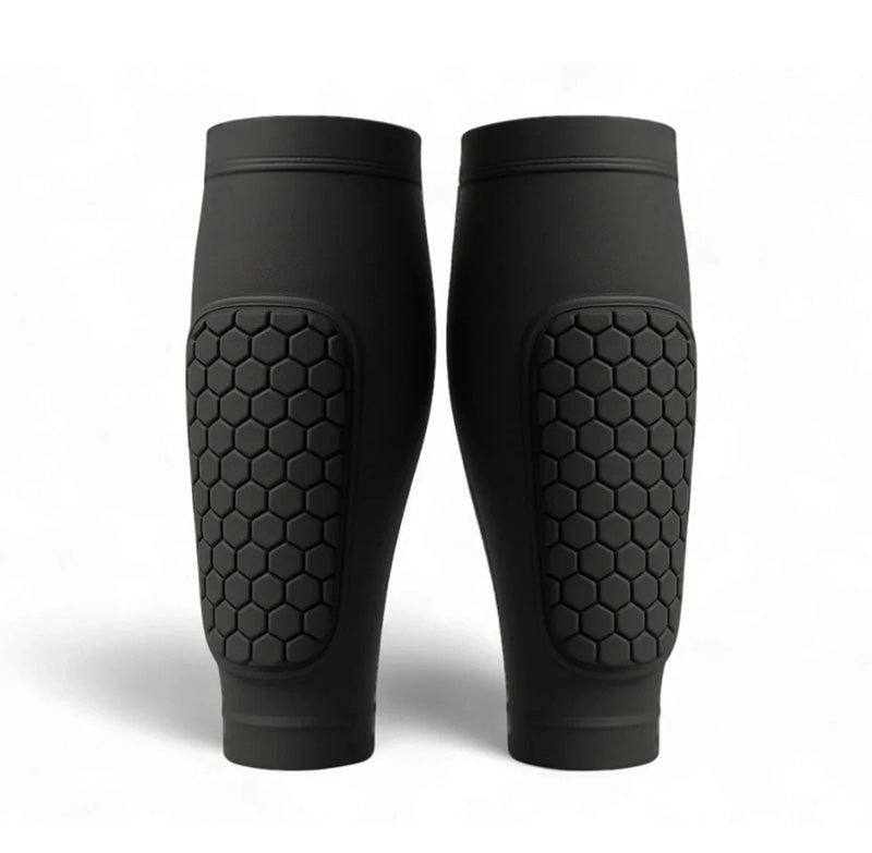 Unisex comfort shin guards for skiing & various sports, providing athletic leg protection & compression.