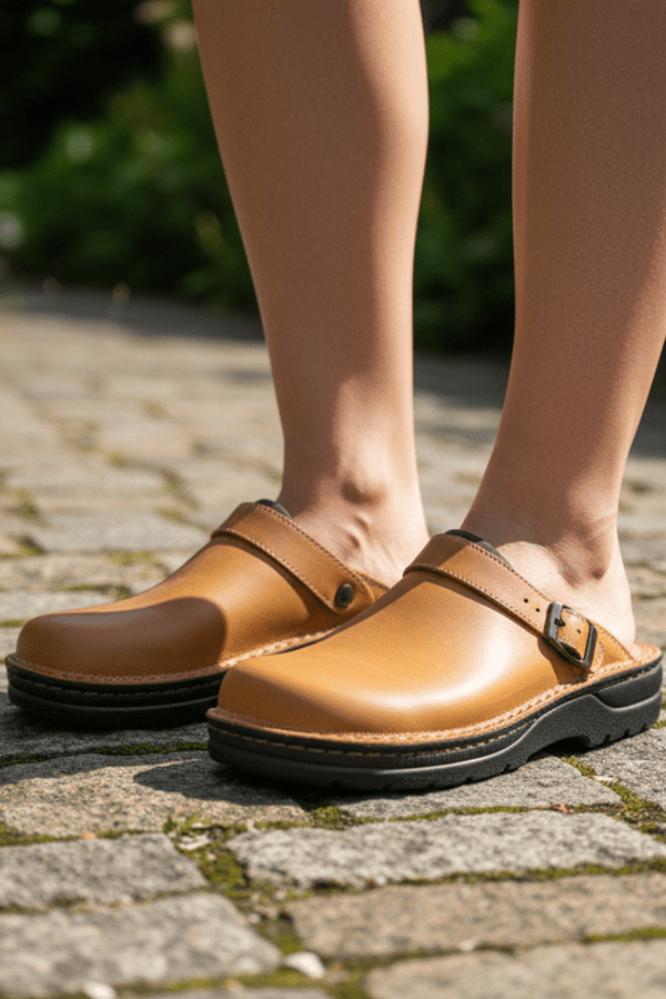 Ergonomic work clogs designed for long shifts, offering excellent arch support and a comfortable fit.