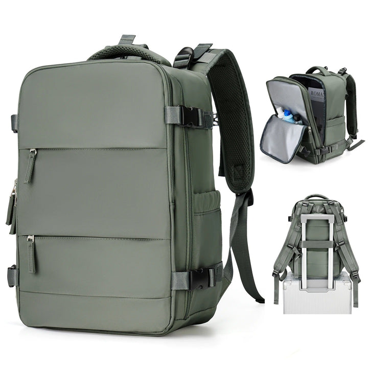 Multi-compartment travel backpack, perfect for organized travel with a dedicated laptop sleeve.