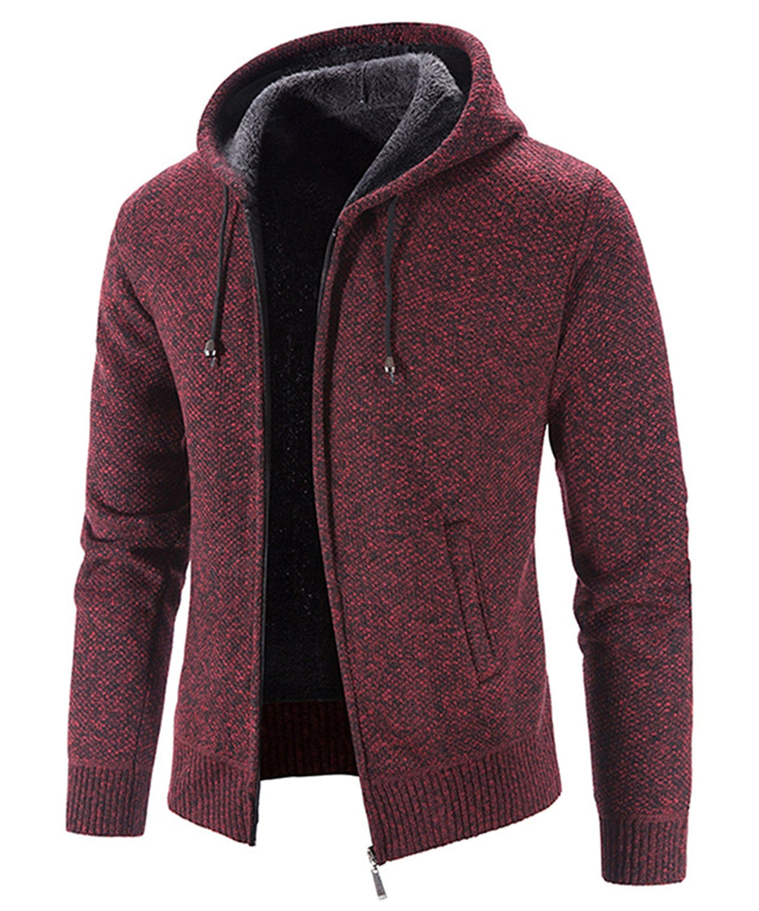 Two friends wearing matching unisex cozy fleece zip-up hoodies, casual outerwear