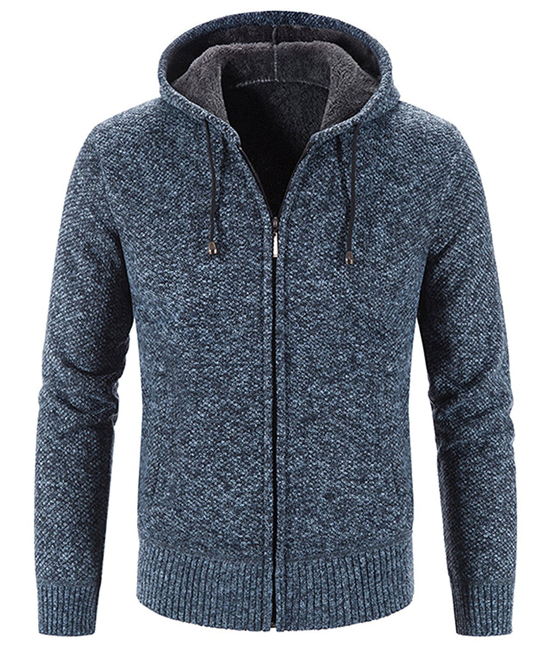 Model wearing a black cozy fleece zip-up hoodie, demonstrating its versatility as outerwear