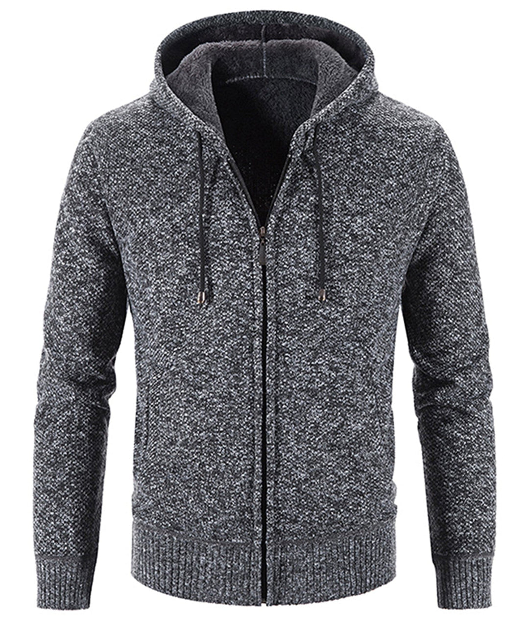 Back view of a comfortable unisex fleece zip-up hoodie, showing its relaxed silhouette