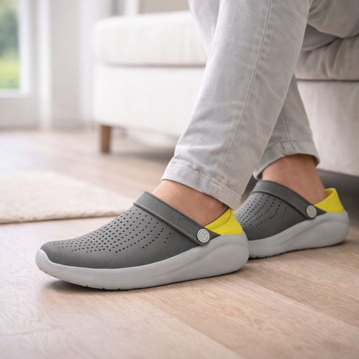 Top view of breathable unisex walking sandals with adjustable straps and soft padded lining.