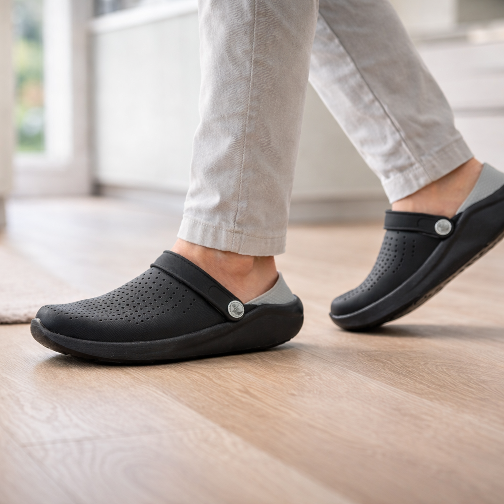 Orthopedic unisex walking sandals promoting foot health & comfort with cushioned arch support.
