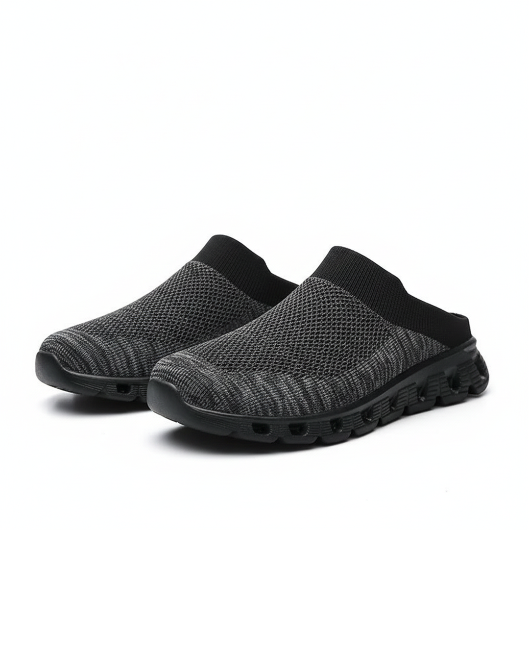 Unisex Cushioned Knit Slip-On Shoes, gray, breathable, lightweight comfort footwear