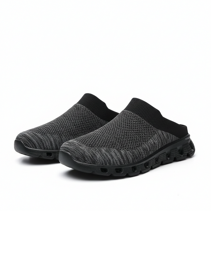 Unisex Cushioned Knit Slip-On Shoes, gray, breathable, lightweight comfort footwear