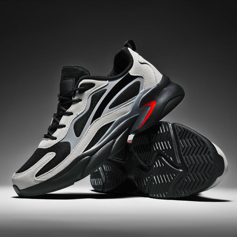 Profile view of unisex running & walking shoes, showcasing comfortable cushioning and shock-absorbing design.