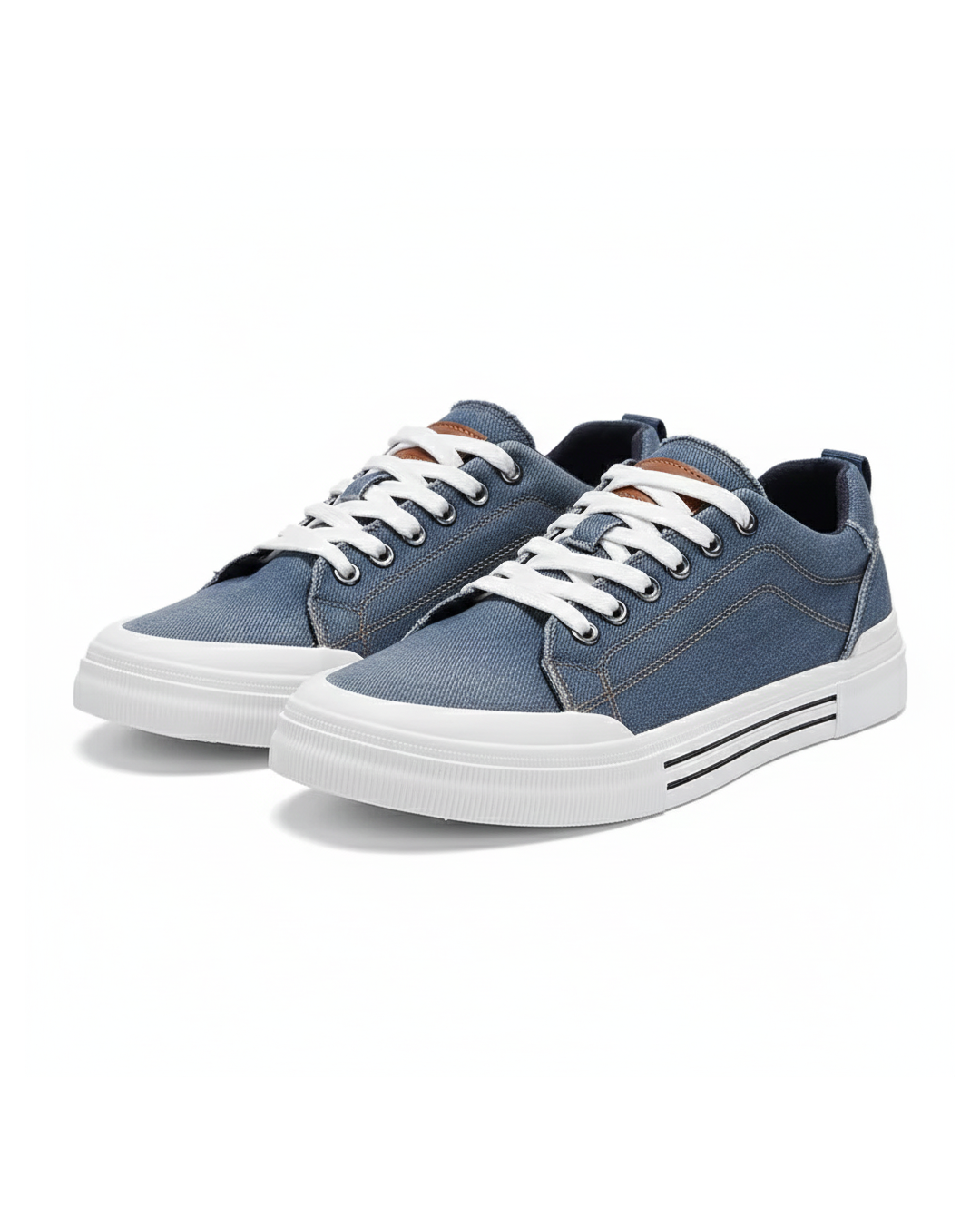 Unisex denim low-top sneakers perfect for casual wear & street style, with a comfortable rubber sole.